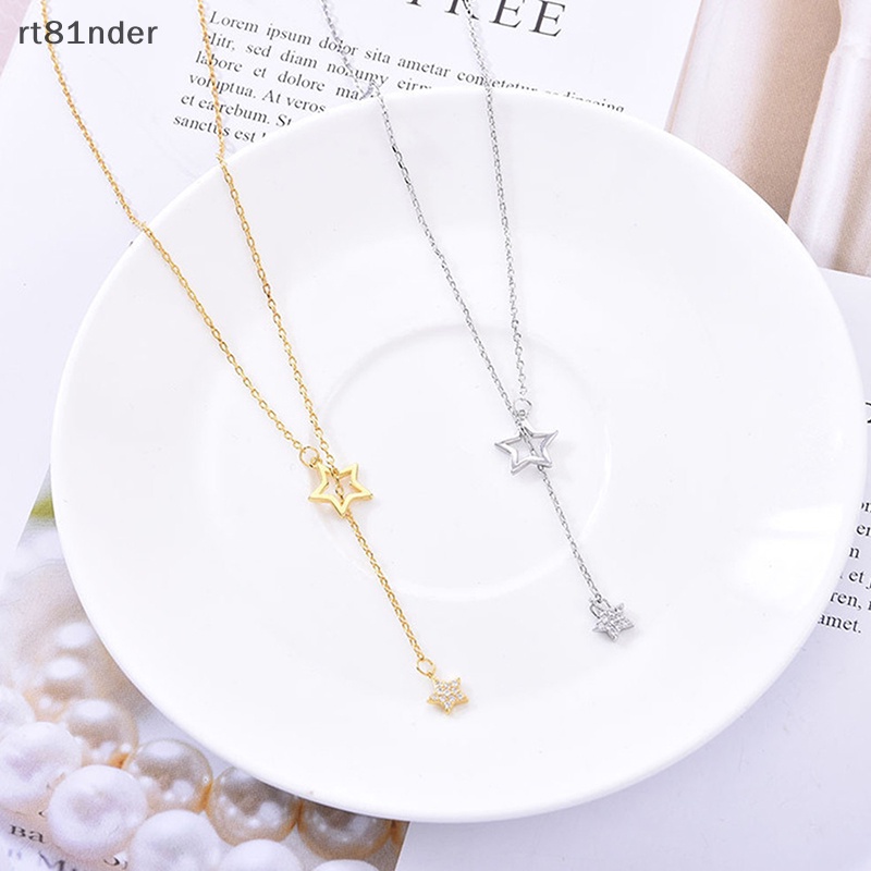 Rt Vòng cổ Bằng Hợp Kim Zircon Mặt Ngôi Sao Rỗng Thanh Lịch Màu Bạc Trang Sức Đơn Giản Dành Cho Nữ n