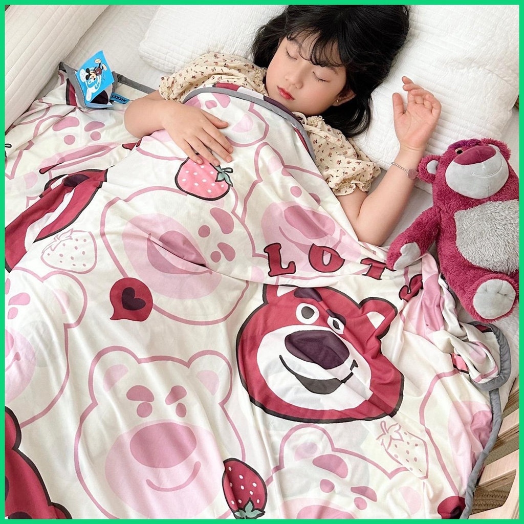 Chăn Mỏng Làm Mát Bằng Sợi Tre Thoáng Khí Họa Tiết Hoạt Hình Cho Mùa Hè