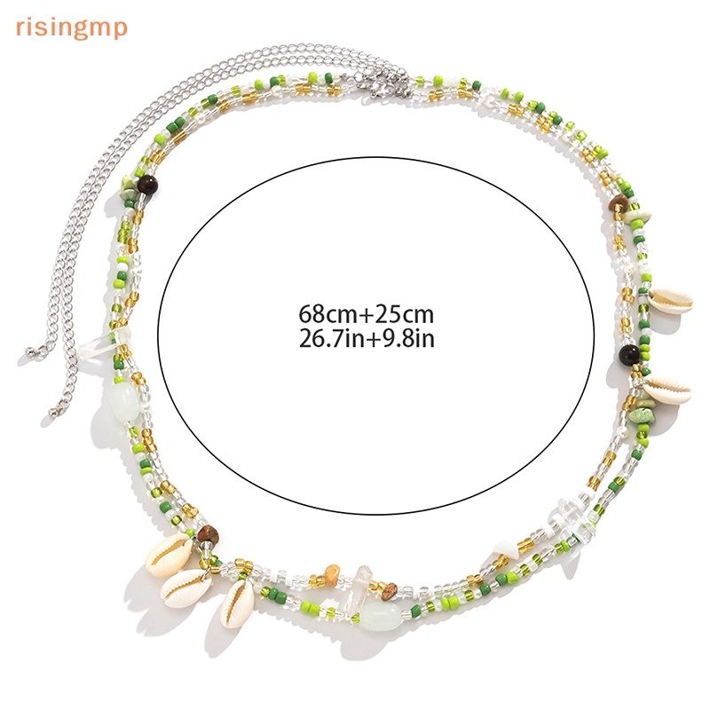 [risingmp] Dây Đeo Thắt Lưng Dệt Tay Xỏ Hạt Vỏ Sò Hình Học Thời Trang Bohemia Quyến Rũ Dành Cho Nữ