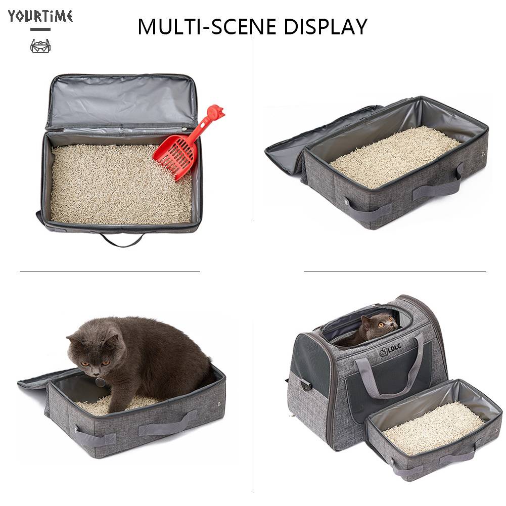 Hộp Đi Vệ Sinh Di Động Hình Chữ Nhật Có Thể Gập Lại Kèm Xẻng Cho Mèo