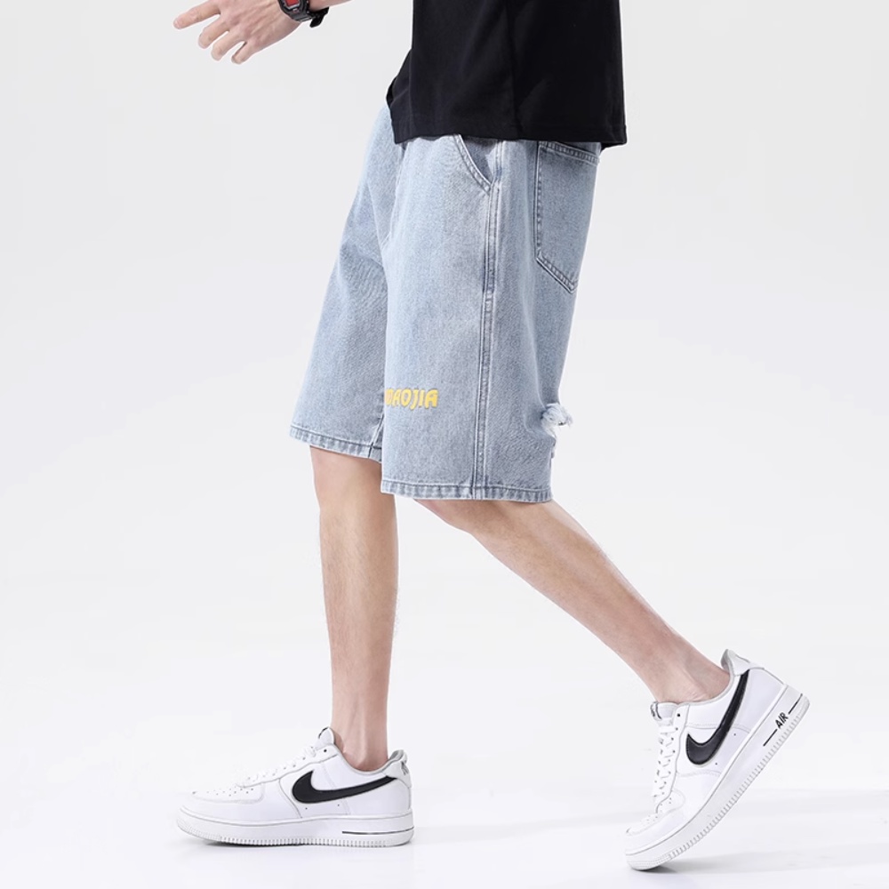 Quần Short Denim In Họa Tiết Thời Trang Mùa Hè Cho Nam