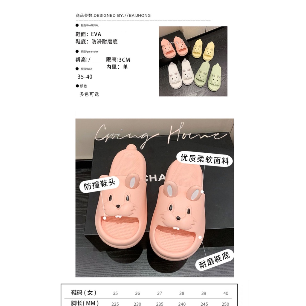 Dép Đi Trong Nhà Bằng eva Đế Mềm Họa Tiết Thỏ Hoạt Hình Thời Trang Mùa Hè 2023 Dành Cho Bé Trai Gái