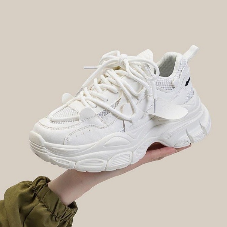 Giày Thể Thao Đế Mềm Phối Lưới Thoáng Khí Màu Trơn Thời Trang Cho Nữ