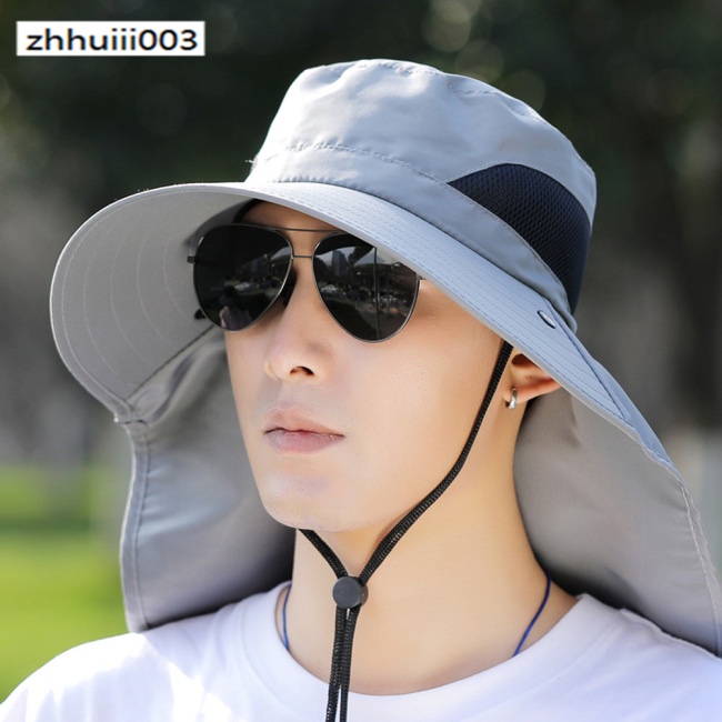 Mũ Chống Nắng Mùa Hè Có Quạt Lưới Thoáng Khí Bảo Vệ Mặt Cổ Cho Nam Khi Câu Cá / Leo Núi
