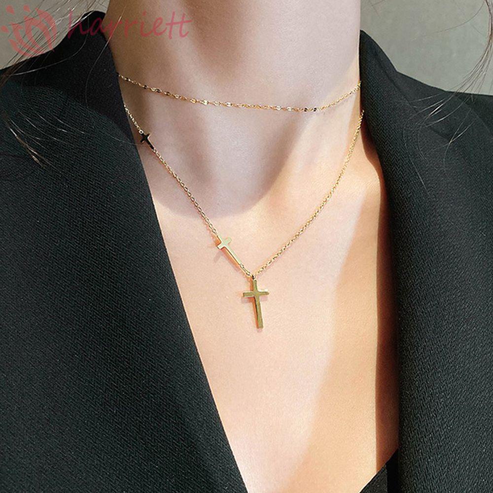 Vòng cổ Thép Titan Mặt Thánh Giá Phong Cách Đường Phố Cá Tính Cho Nữ