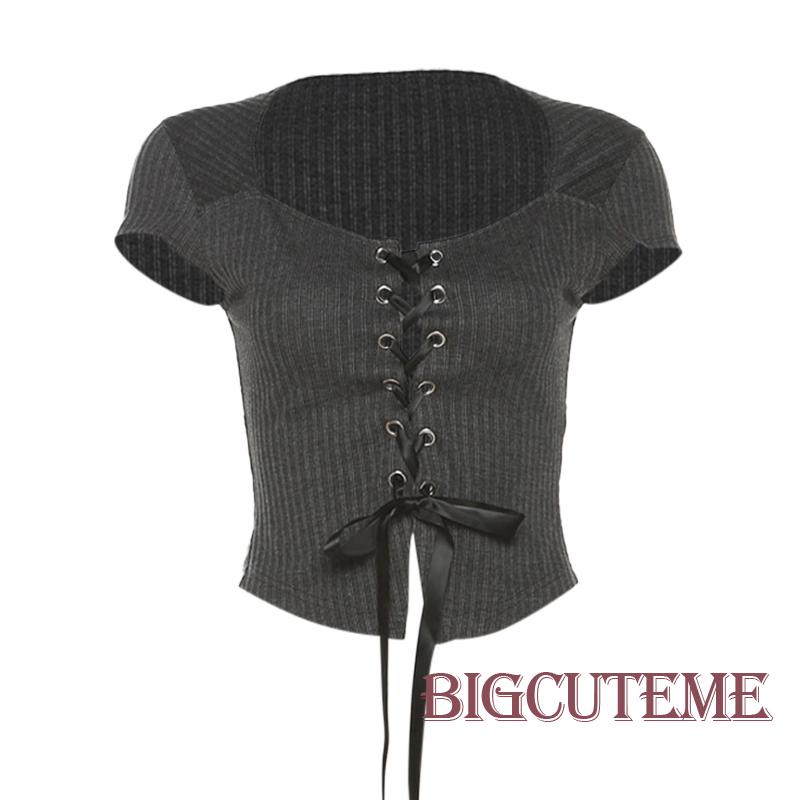 Áo Thun Tay Ngắn Dáng Ôm Cột Dây Màu Trơn Thời Trang Mùa Hè Quyến Rũ Cho Nữ