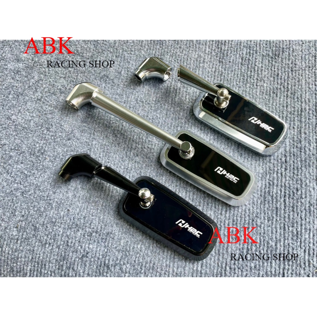 Kính Gương xe máy Vuông H2C Chân NGẮN NIKEN BẠC ĐEN