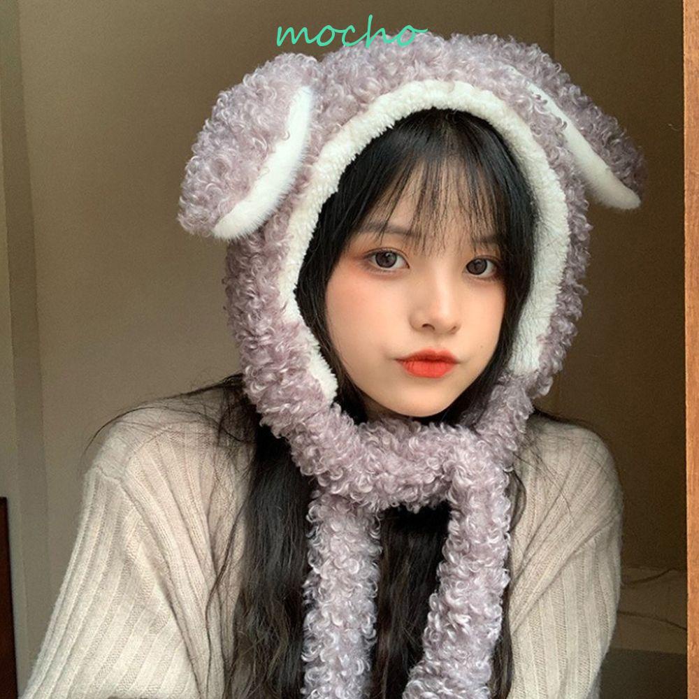 Mocho Mũ Bomber Tai Thỏ / Gấu Bông Thiết Kế Mới Lạ Thoải Mái Thời Trang Mùa Đông Cho Nữ