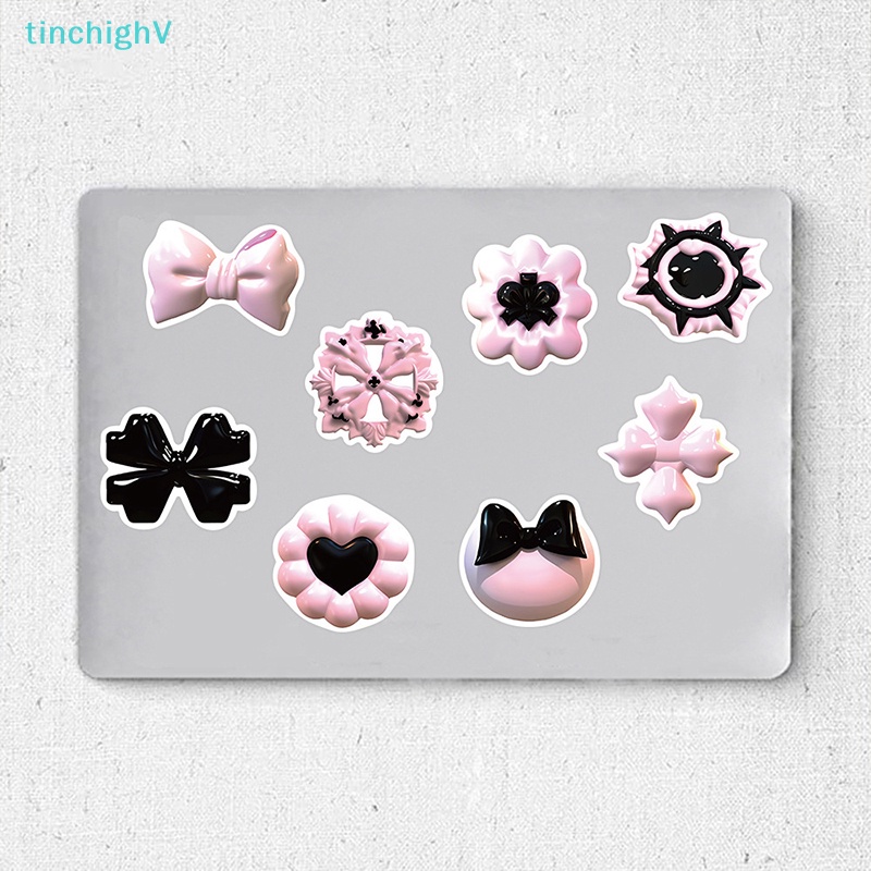 Bộ 50 Miếng Dán Họa Tiết Graffiti 3D Màu Hồng Đen Trang Trí Xe Hơi / Vali / Laptop / Điện Thoại / Sổ Tay DIY