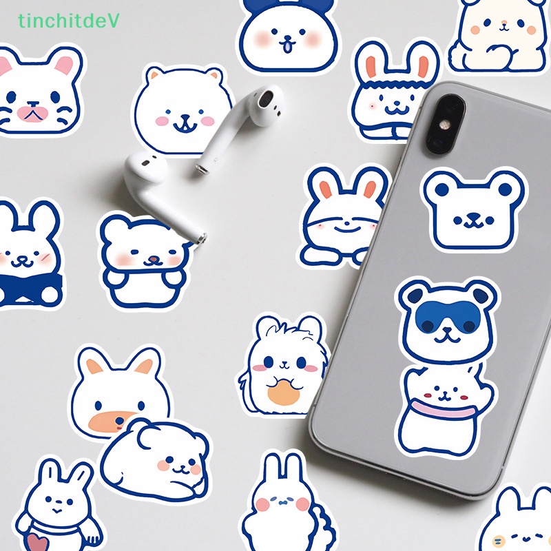 [TinchitdeV] Bộ 50 Miếng Dán Hình Động Vật Hoạt Hình Màu Xanh Dương Graffiti Tối Giản Trang Trí Laptop [Mới]