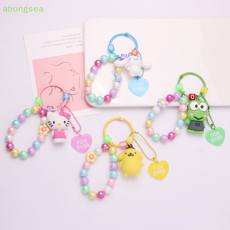 Abongsea Móc Khóa Silicon Màu Kẹo Ngọt Hình Chó Mèo Hoạt Hình Có Khối Lập Phương Cho Nữ