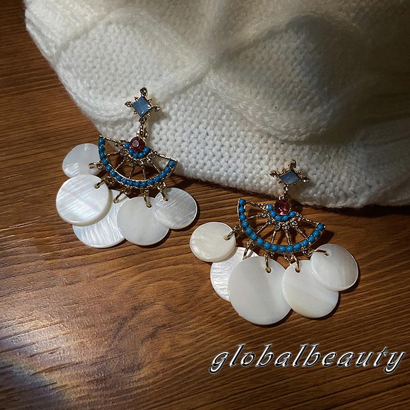 Bông Tai Dáng Dài Hình Tròn Phong Cách Vintage Thanh Lịch Cho Nữ