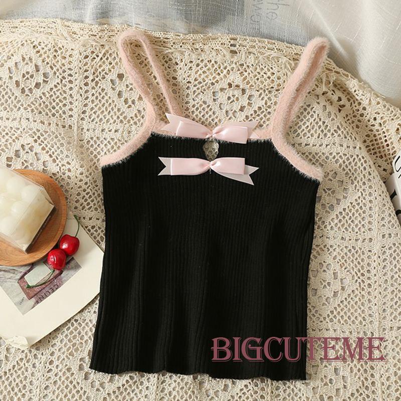 [] - Áo Hai Dây Dáng Ôm Đính Nơ Thời Trang Mùa Hè Cho Nữ