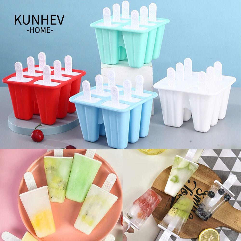 KUNHEV Khuôn Làm Kem Que 6 Ngăn Tiện Dụng