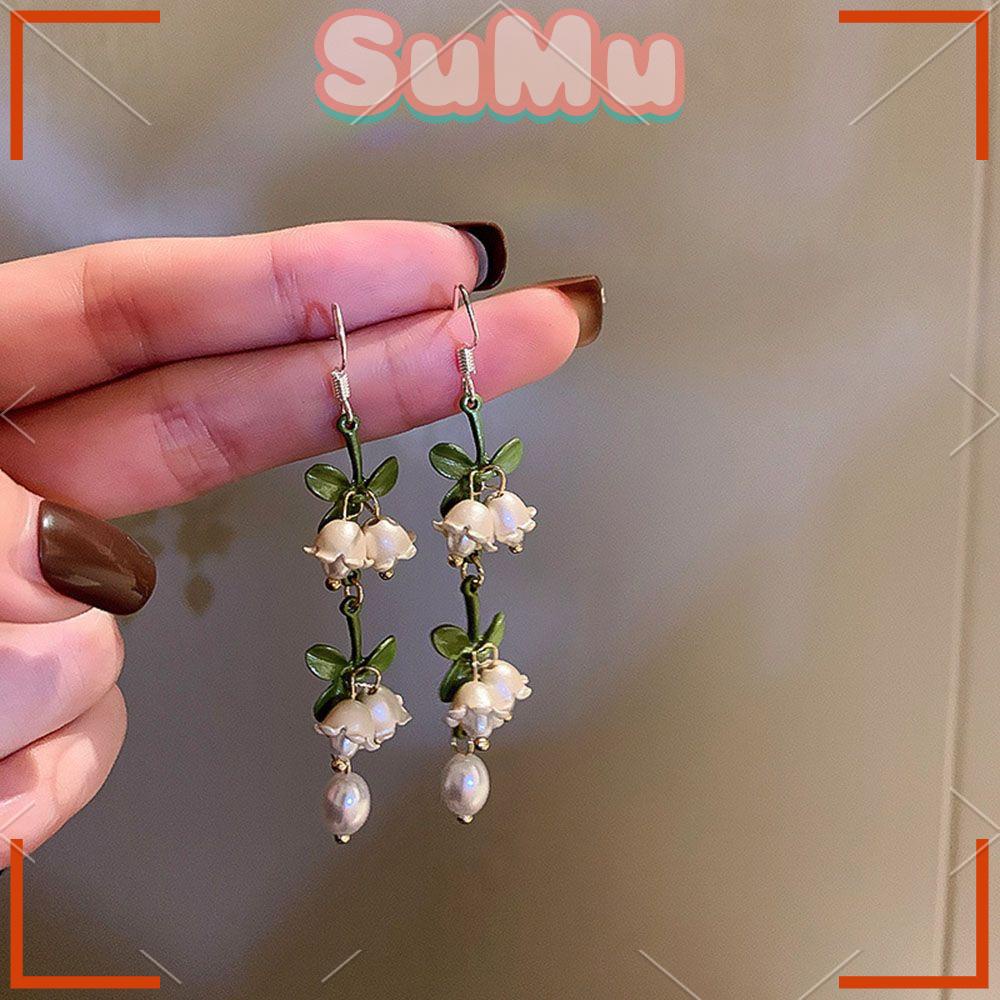 Bông Tai Dáng Dài Hình Hoa Lily Phong Cách Hàn Quốc