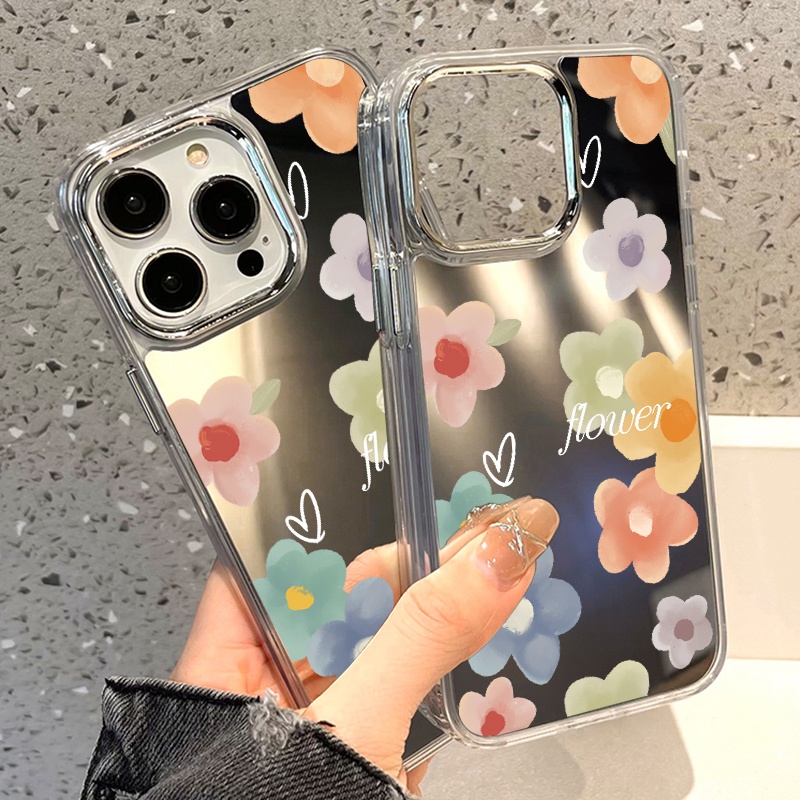 Ốp Điện Thoại Tráng Gương Họa Tiết Hoa Nhiều Màu Cho IPhone 11 12 13 14 12Pro 13Pro 14Pro Pro Max XR X XS Max