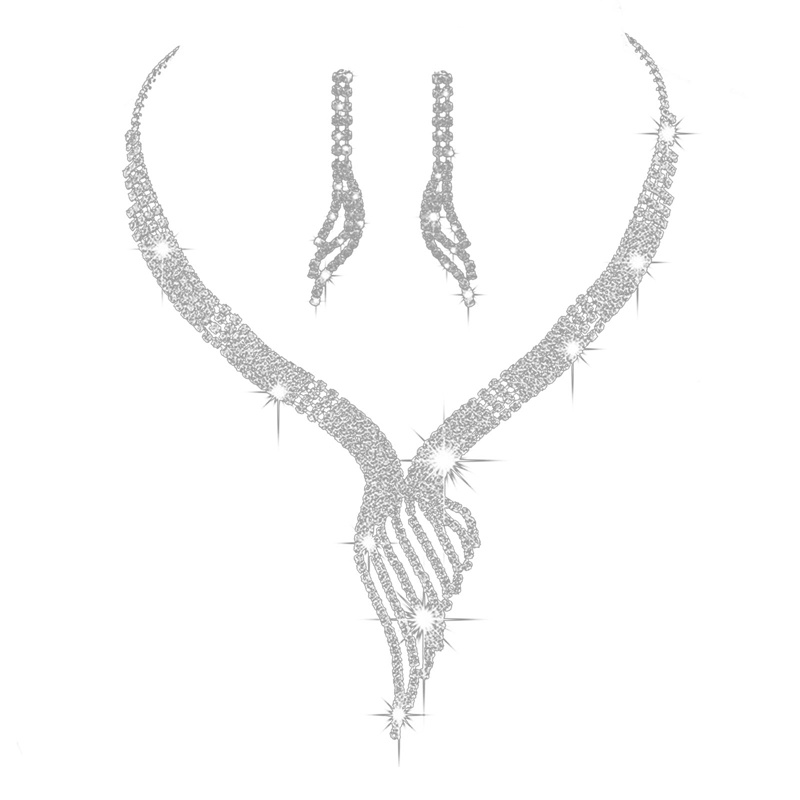 Ygt Set Vòng cổ Và Bông Tai Dài Đính Đá Lấp Lánh Trang Nhã Dành Cho Cô Dâu