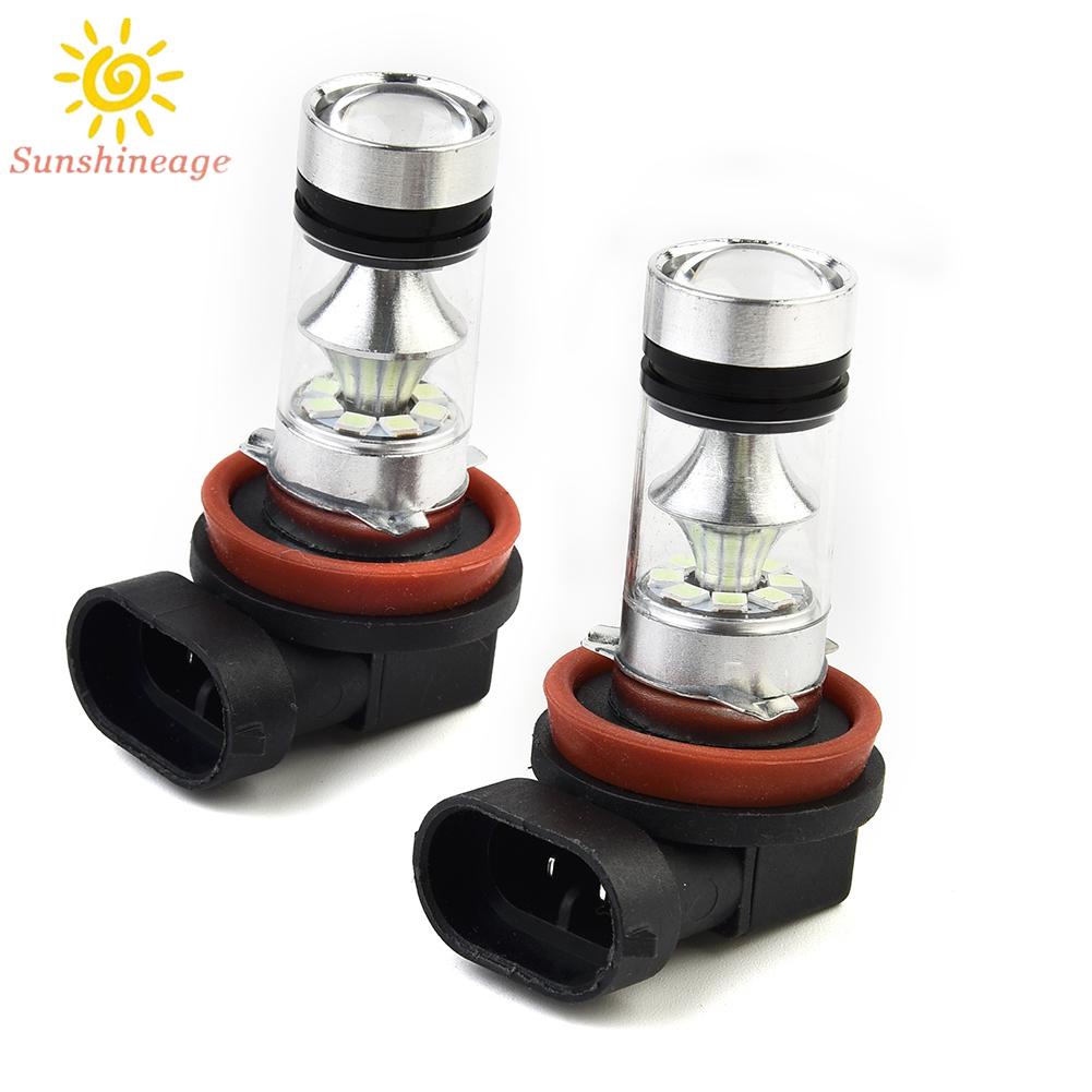 Set 2 Đèn Pha LED H8 H9 8000K 100W 3600LM 2323 Ánh Sáng Xanh Cho Xe Hơi