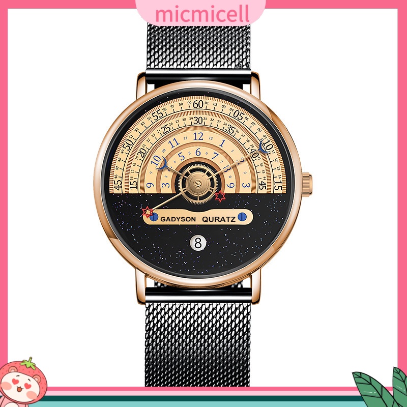 Đồng Hồ quartz Nam Hiển Thị Ngày Thời Gian Bán Ngày Màu Trắng Đen