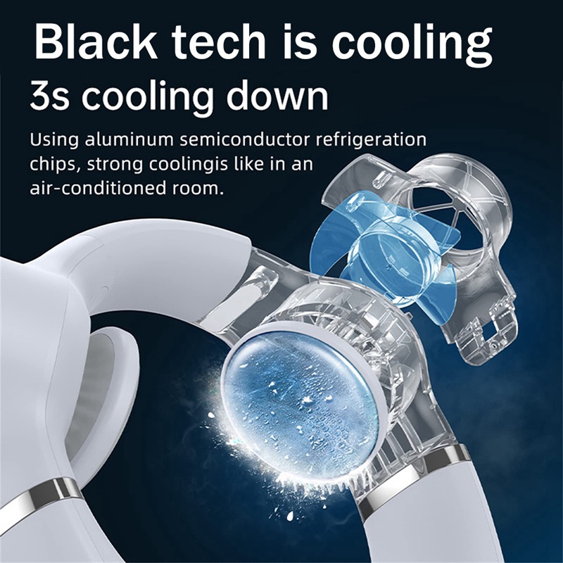 Quạt Làm Mát Đeo Cổ 4000MAh Màu Trắng Tiện Dụng Mang Theo Du Lịch Cắm Trại