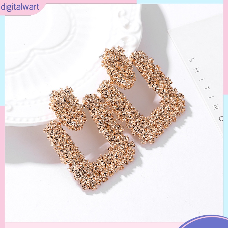 Bông Tai Hình Vuông Bằng Kim Loại Đơn Giản Thời Trang Dành Cho Nữ