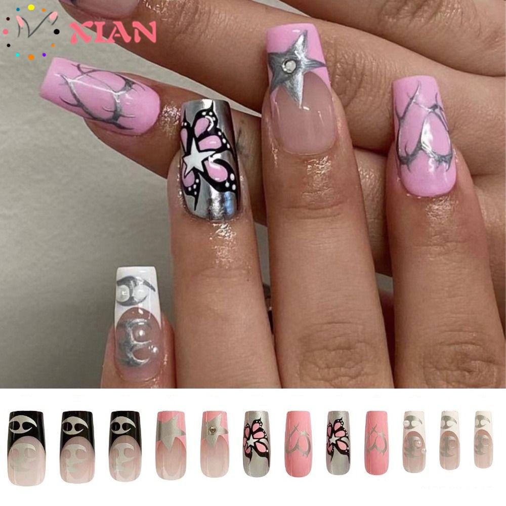 XIANTIN Bộ 24 Móng Tay Giả Che Phủ Toàn Diện DIY