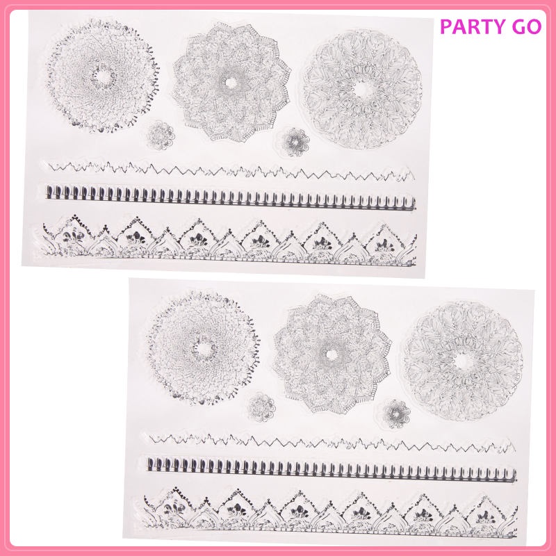 Bộ 2 Con Dấu Trong Suốt In Chữ Kiểu Mandala Độc Đáo Trang Trí Sổ Tay / Giáng Sinh