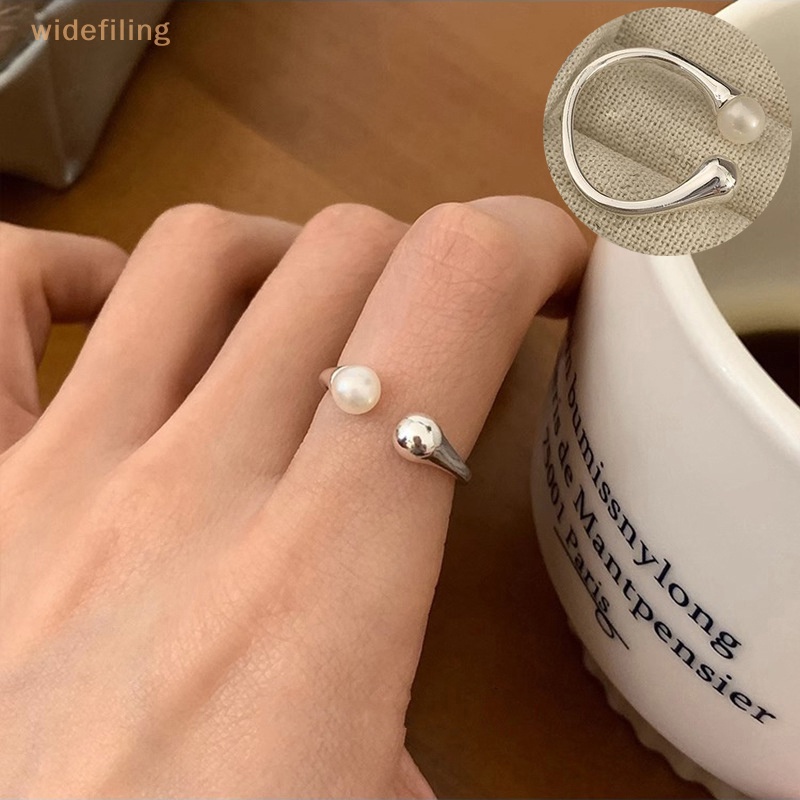 Nhẫn Đính Ngọc Trai Nhân Tạo Bản Rộng Dễ Thương Có Thể Điều Chỉnh Kích Thước Phong Cách Hàn Quốc Cho Nữ