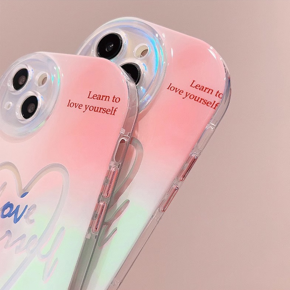 Ốp Điện Thoại TPU Mềm Màu Laser Bảo Vệ Ống Kính Họa Tiết Trái Tim Cho IPhone 11 12 13 14 Pro Max