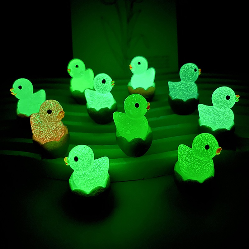 Bộ 2 Tượng Vịt Mini Dạ Quang Dùng Trang Trí Tiểu Cảnh DIY