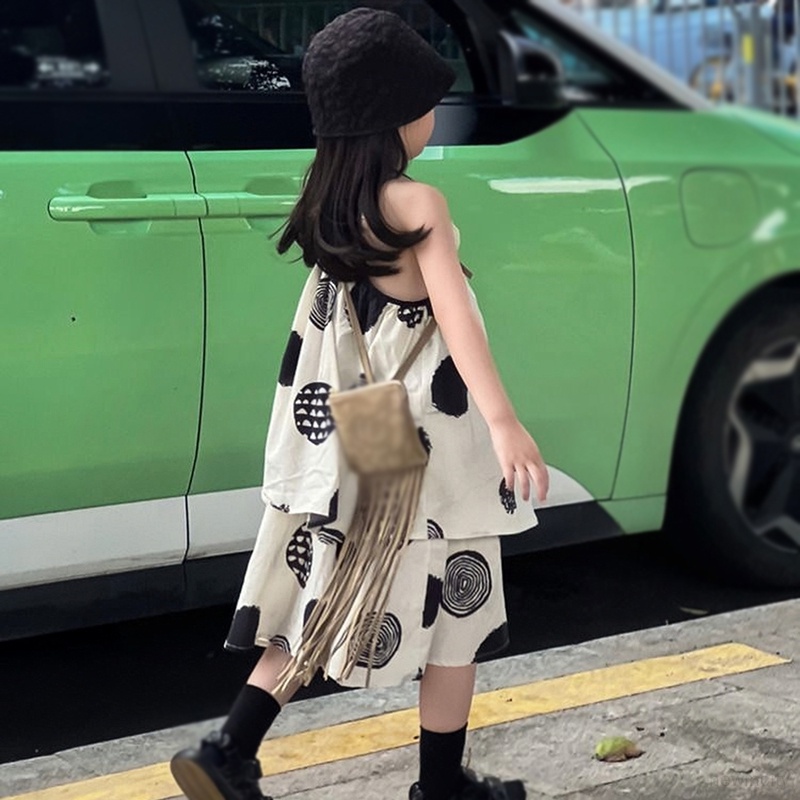 Đầm Không Tay Nhiều Lớp In Họa Tiết Phong Cách Hàn Quốc Thời Trang Mùa Hè Dành Cho Bé Gái