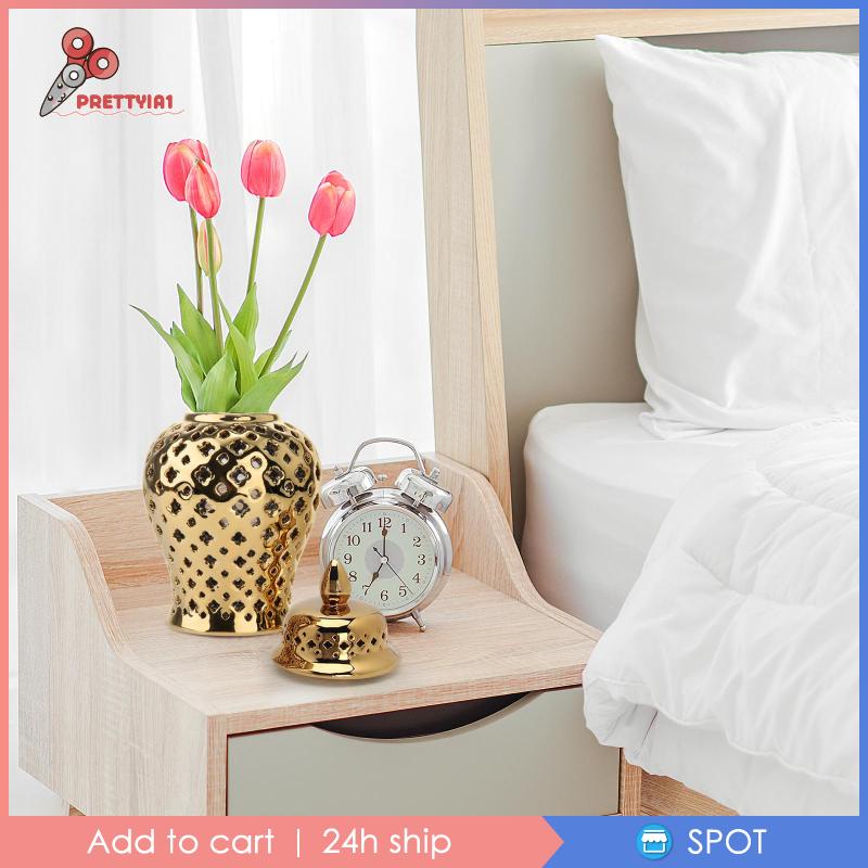 [Prettyia1] Lọ Gốm Đựng Gừng Có Nắp Dùng Trang Trí Lọ Hoa Hiện Đại