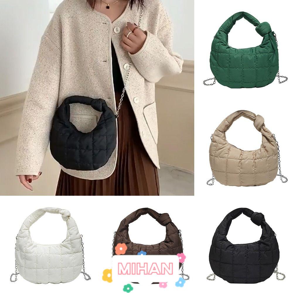 MIHAN1 Túi Đeo Vai MIHAN1 Chất Liệu Cotton Hoa Văn Kẻ Ô Thời Trang