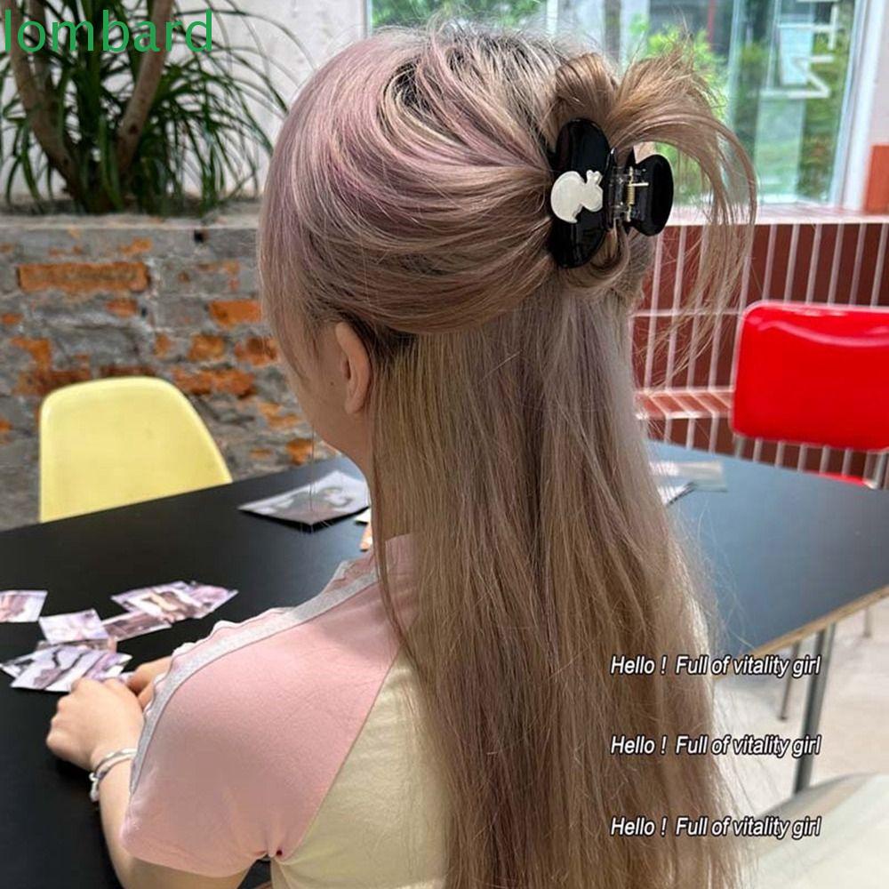 Kẹp Tóc Hình Ngôi Sao / Trái Tim Màu Đen Bằng Acrylic Y2k Phong Cách Lolita