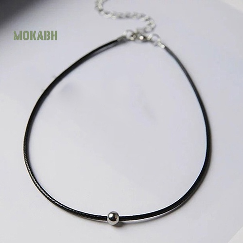 Vòng Cổ Chuỗi Hạt Đen Giả Da Phong Cách Punk Cá Tính Cho Nữ