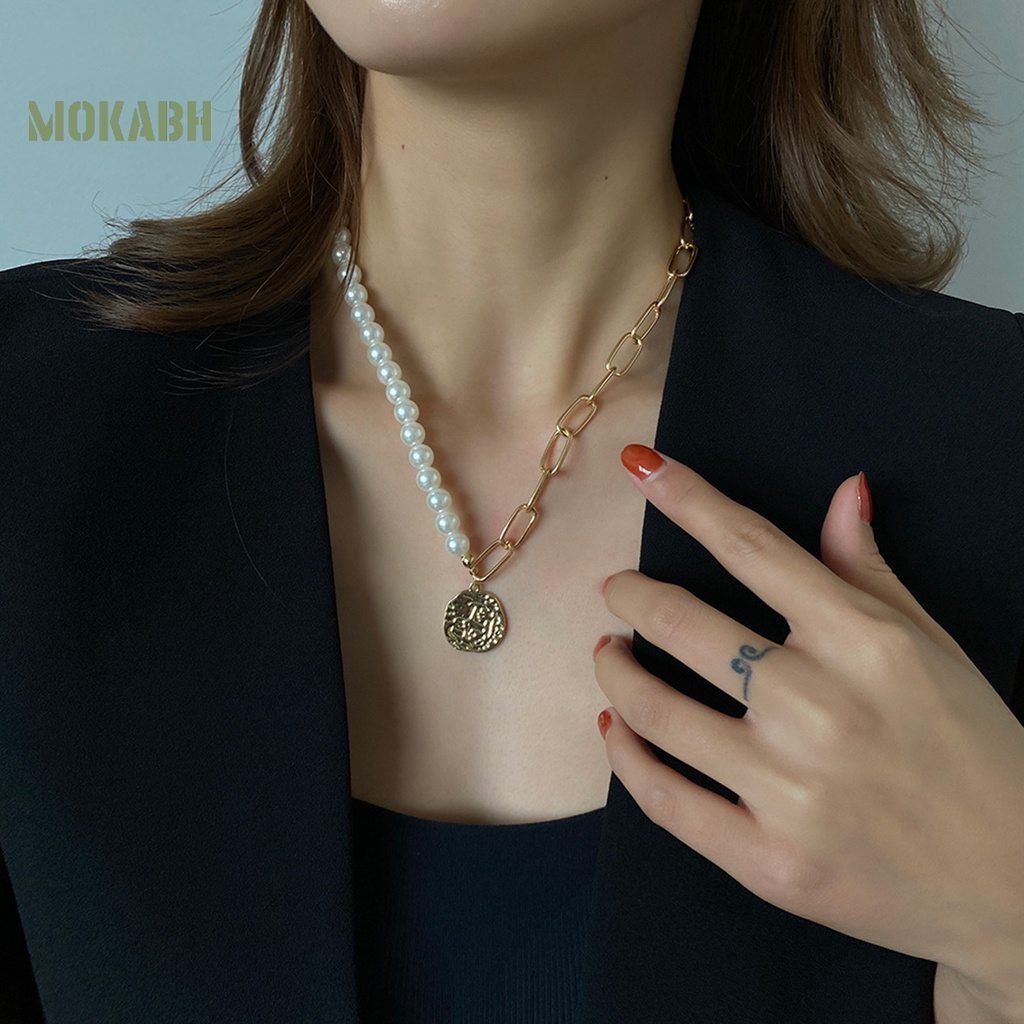 Vòng cổ Dạng Chuỗi Hạt Ngọc Trai Chống Phai Màu Phong Cách Retro Thời Trang