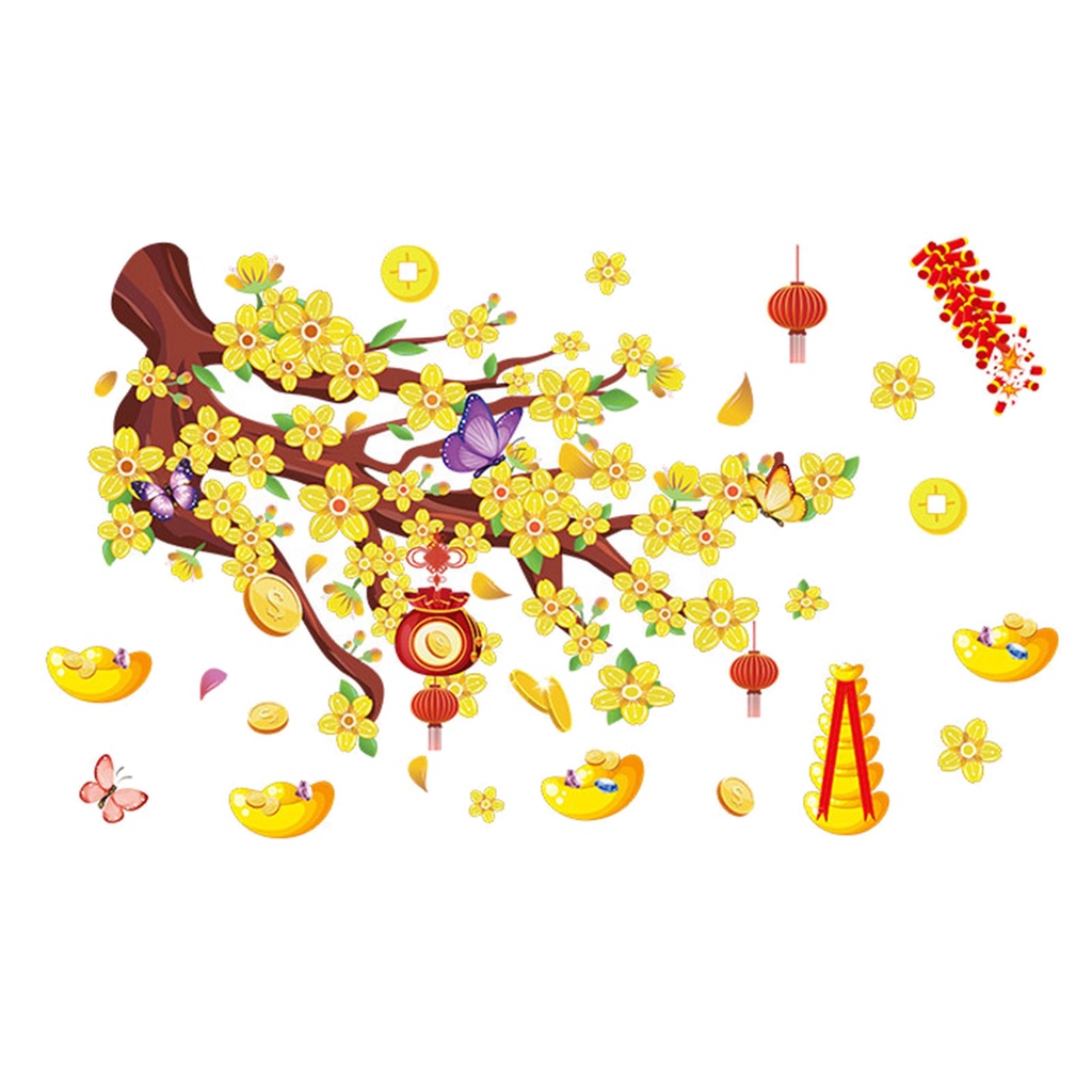 Miếng Dán Tường Trang Trí Năm Mới Phong Cách Trung Hoa