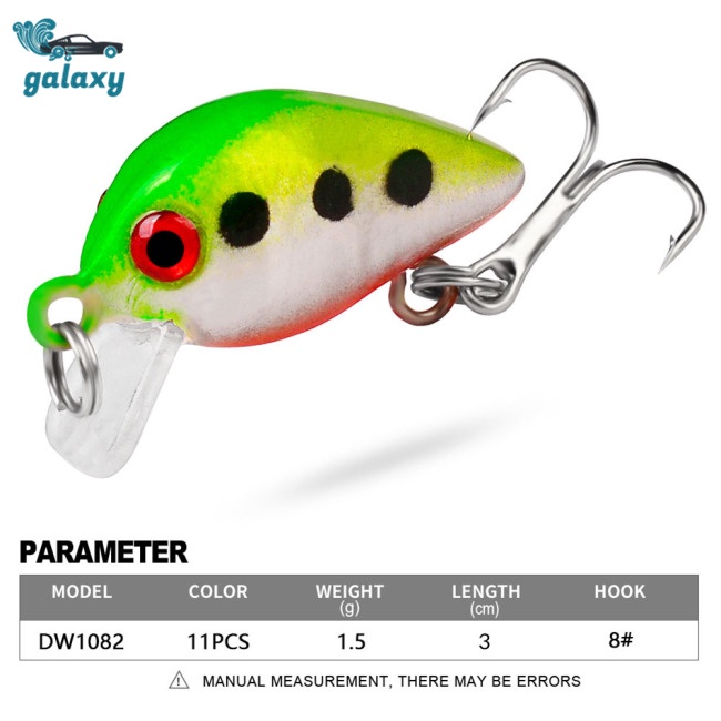 Galaxy Set Mồi Giả Nhử Cá 3cm 1.5g Bằng Nhựa Gắn Kèm Móc Câu Tiện Dụng