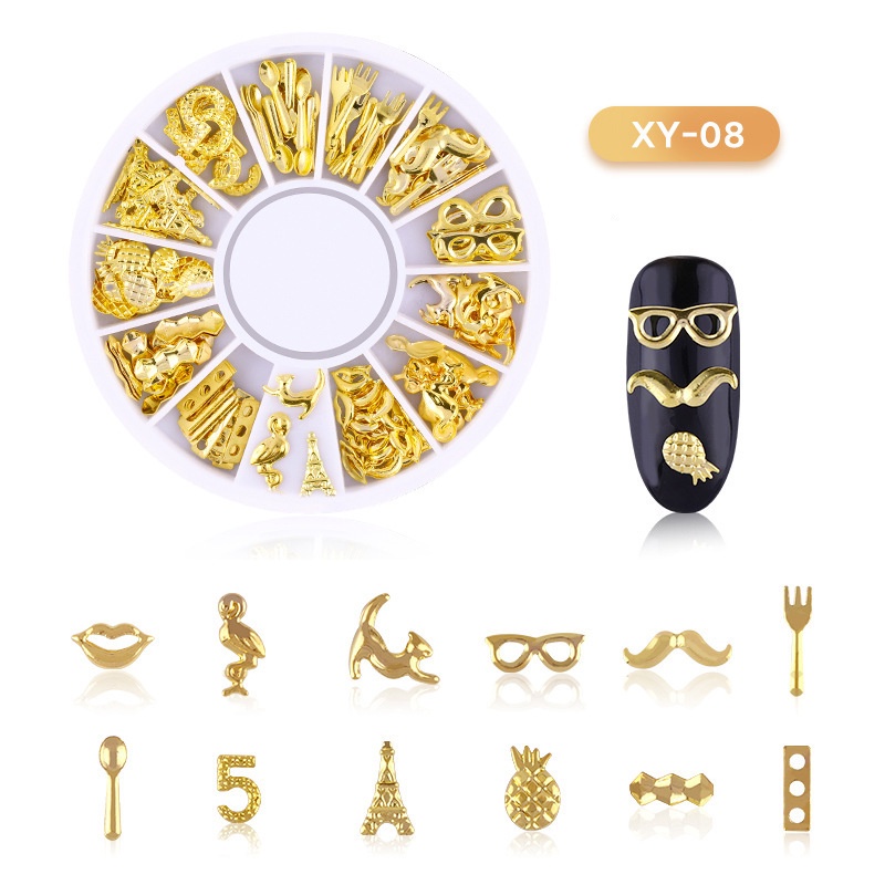 Set 200 Đinh Tán Kim Loại Hình Tròn / Ngôi Sao / Mặt Trăng Dùng Trang Trí Móng Tay Nghệ Thuật DIY