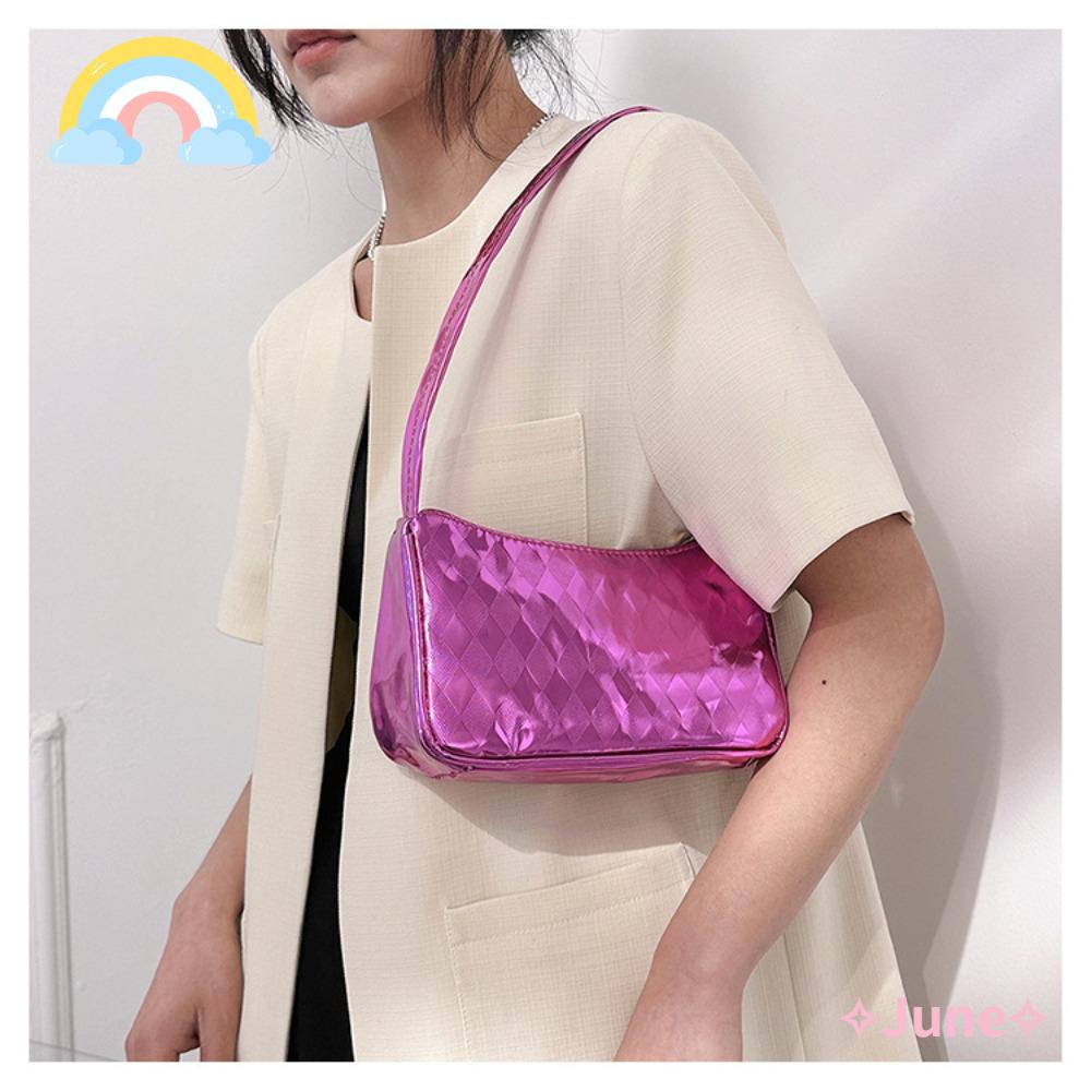 JUNE Túi Xách Tay Màu Sắc Đơn Giản Họa Tiết Vân Đá Phong Cách Retro