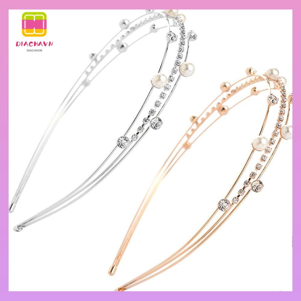 DIACHAVN Lược Cài Tóc Hình Hoa Lá Đính Đá Lấp Lánh