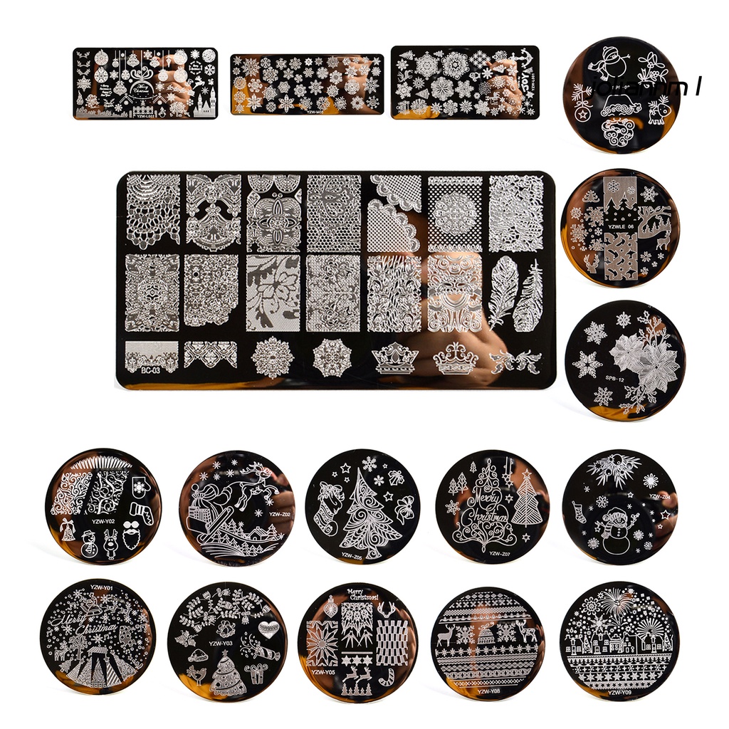 Khuôn In Trang Trí Móng Tay Bằng Thép Không Gỉ Họa Tiết Giáng Sinh