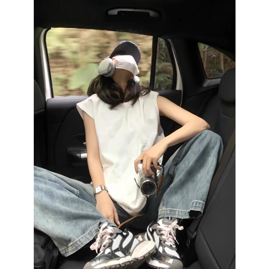 NRVP Áo Thun Nữ Không Tay 100% Cotton Thời Trang Hàn Quốc