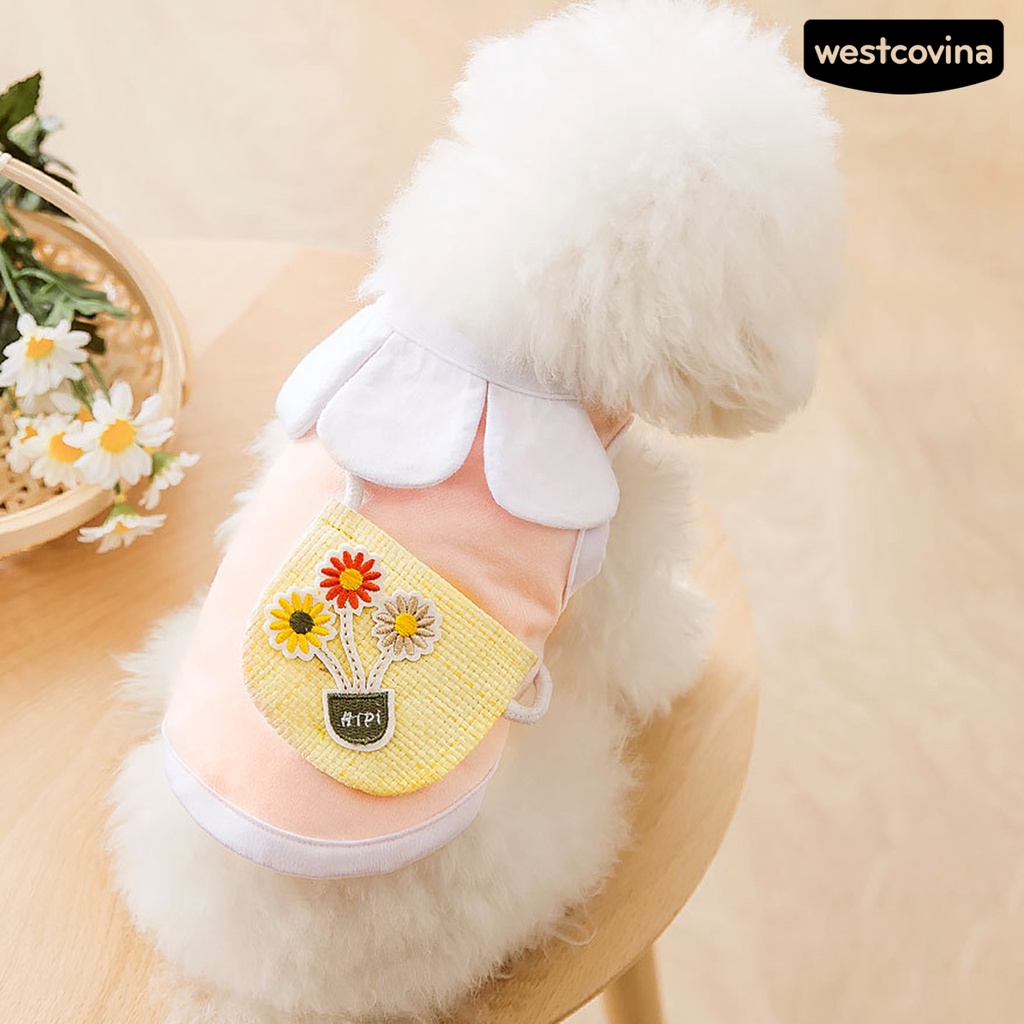 [COD]♞Áo Thun Cotton In Hoa Dễ Thương Thời Trang Mùa Hè Cho Cún Cưng