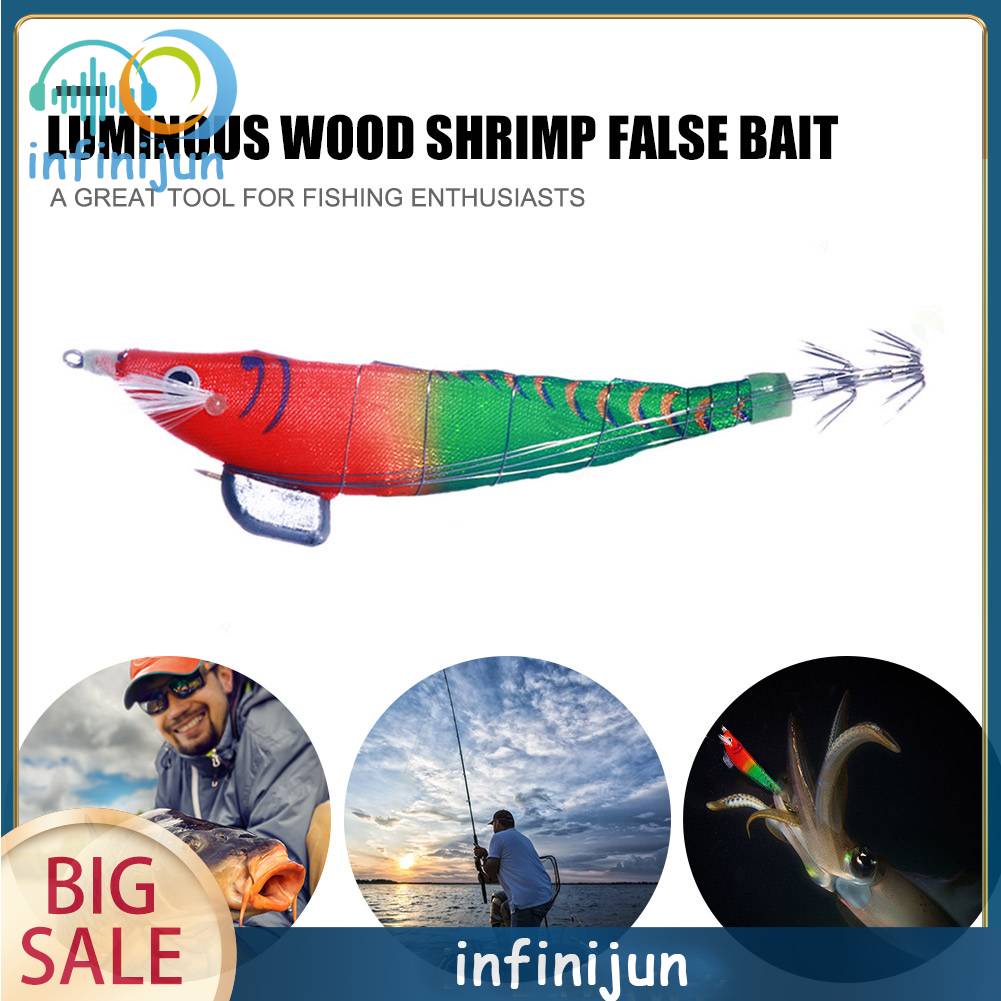 Mồi Câu Cá Giả Hình Tôm Bằng Gỗ Phát Quang Kích Thước 12cm 14.3g