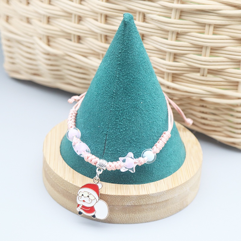 Vòng Tay Dây Bện Mặt Hình Ông Già Noel Thời Trang Cho Nữ