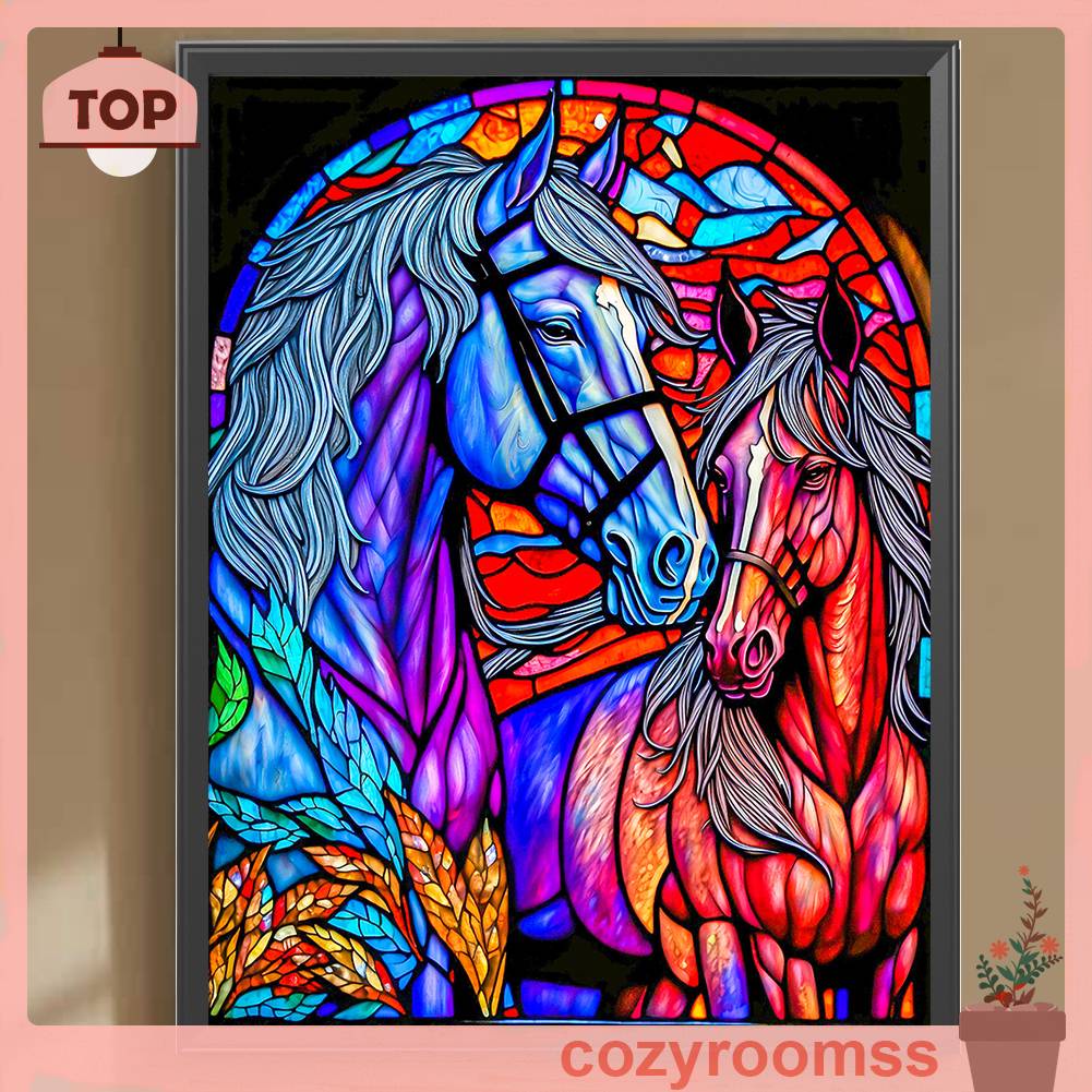 Tranh Đính Đá Kim Cương Toàn Bộ 5D DIY Hình Vẽ Ngựa Kính