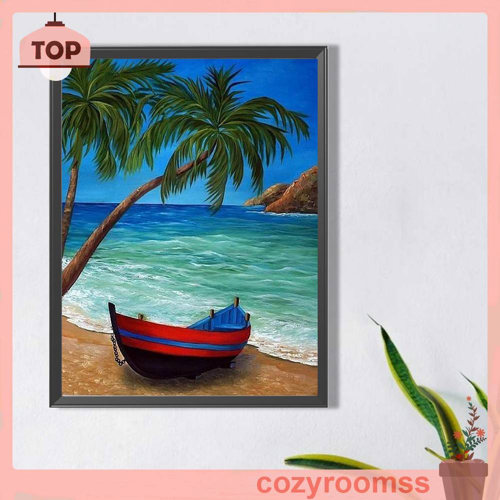 Tranh Đính Đá Kim Cương Toàn Bộ 5D DIY Hình Vẽ Cây Dừa