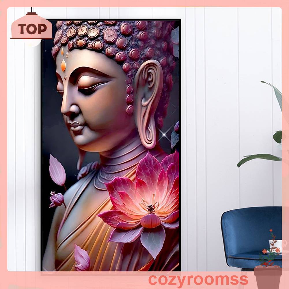 Tranh Đính Đá Kim Cương Toàn Bộ 5D DIY Hình Tượng Phật Trang Trí Nhà Cửa