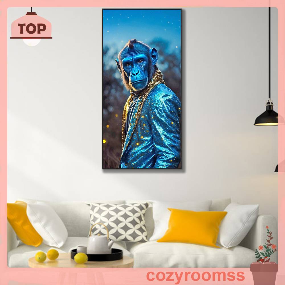 Tranh Đính Đá Kim Cương Toàn Bộ 5D DIY Hình Vẽ Khỉ Dùng Trang Trí Nhà